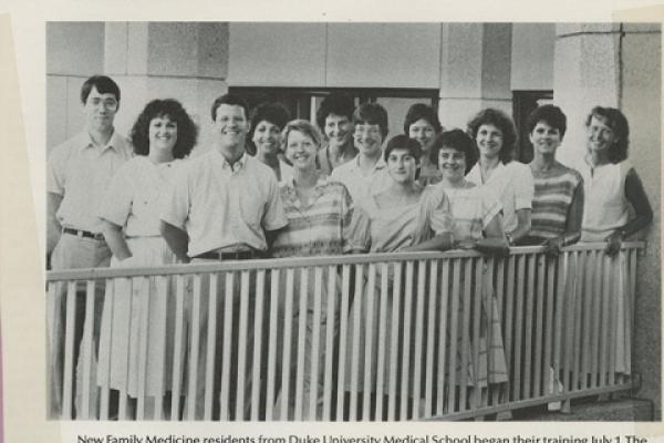 1985 photo of class of new family medicine residents