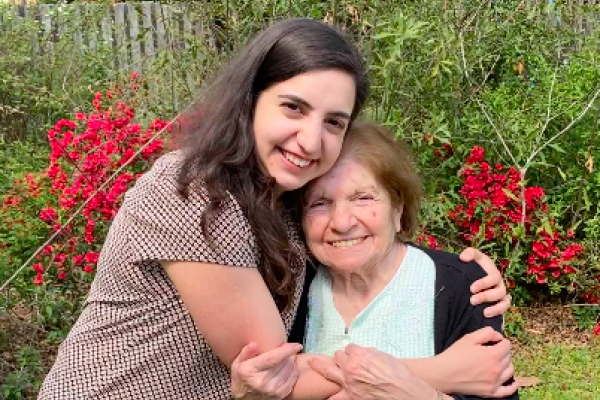 two women hugging