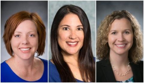 three headshots of women faculty