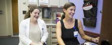 a PA preceptor teaches a PA student in the clinic
