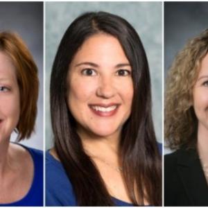 three headshots of women faculty