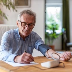 Man checking his blood pressure